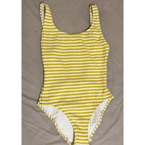 Solid&Striped yellow mustard rib swimsuit